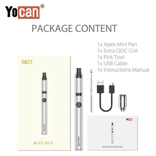 Yocan Apex Mini Variable Voltage Wax Pen Package Contents US Vape Supply